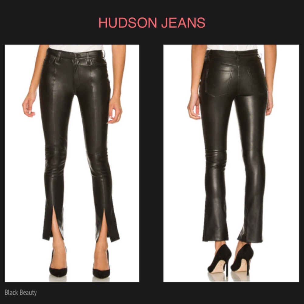 HUDSON JEANS Faux Leather Jeans in Black Beauty